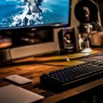 black corded gaming computer keyboard and flat screen monitor